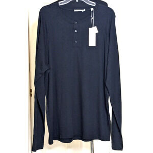 Vince Shirt Mens XL Black Henley NEW Long Sleeve Cotton Modal Knit Raglan Tee